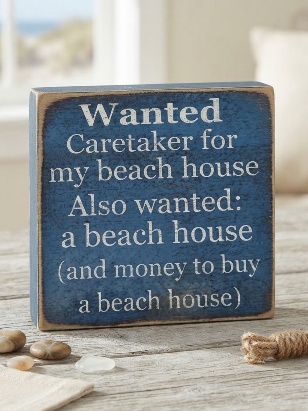 Rustic Wooden Beach House Humor Sign 5x5 Blue Quote Decor New